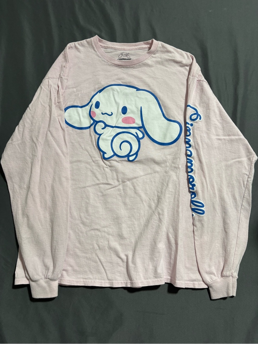 Sanrio Cinnamoroll Light Pink Long Sleeve Tee with Blue Graphic
